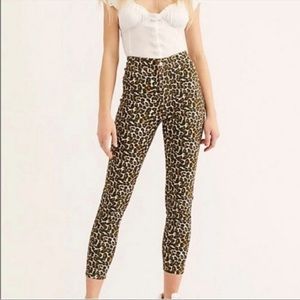 Free People We the Free Belle Leopard Print High Waist Skinny Jeans, Size 25